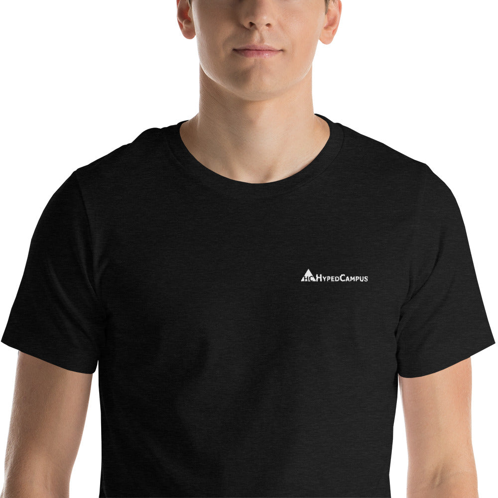 HypedCampus Embroidered Short-Sleeve Unisex T-Shirt (White Logo)